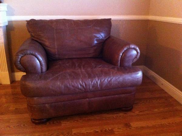 Over sized brown leather chair