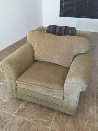 Overstuffed Chenille Chair and Ottoman