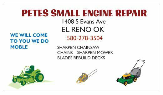 PETE LAWN MOWER REPAIR NOW MOBLE WILL COME TO YOU (EL reno)