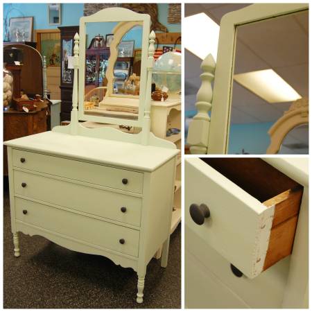 Pistachio Green Vanity Dresser with Mirror