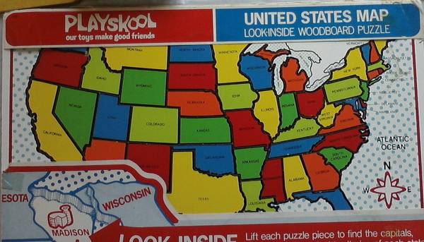 PLAYSKOOL United States Wood Puzzle Map (glastonbury, CT)
