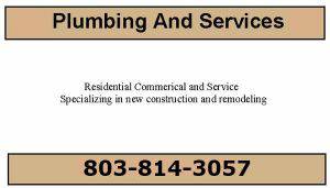 Plumbing amp Sewer Service  Expert Master Plumber (Plumbing Plumber Plumbers COLUMBIA)