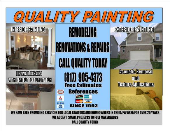 QUALITY AFFORDABLE PAINTING AND REPAIRS FREE ESTIMATES CALL TODAY (DRYWALL REPAIRS)