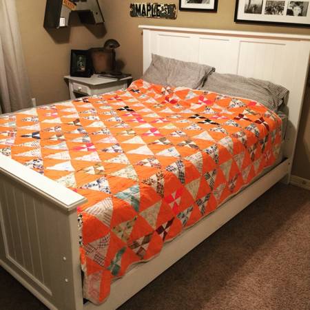 Queen Bed and Matching Nightstand with Mattress and Boxsprings