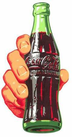 RARE Circa 1950s Coke Hand on Bottle Decal. Mint. Unused. 14 High