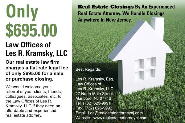 Real Estate Closings By an Experienced Attorney Only 695.00 (New Jersey)