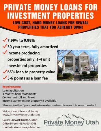 Real Estate Loans from Reputable Hard Money Lender (UT)