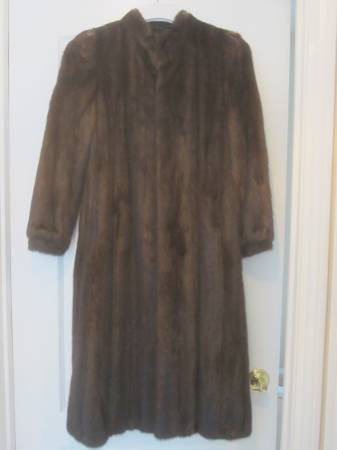 Real Natural Mink Full Length Coat Lined Size 6