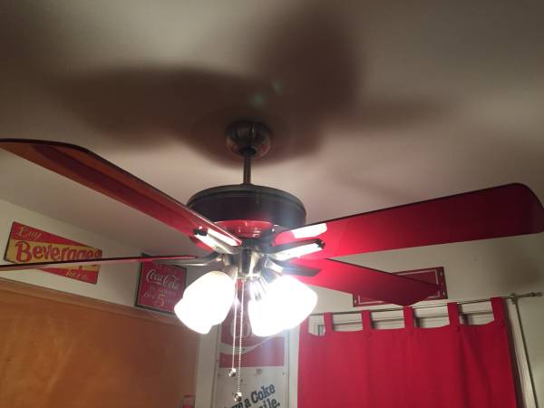 Red ceiling fan