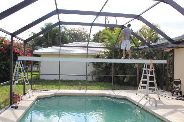 ReScreening Pool Patio Enclosures, Screen Repair, Rescreen, Repainting (3 County)