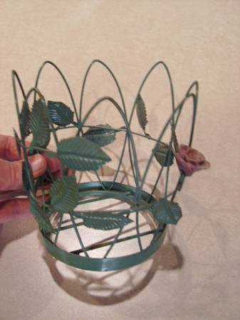 Rose n Vine Wire Basket or Flower PotCandle Holder