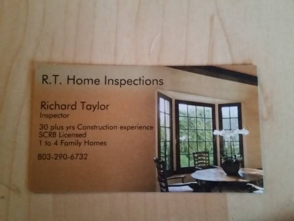R.T. Home Inspections (Licensed Home Inspector) (Lexington,Irom,Columbia areas)