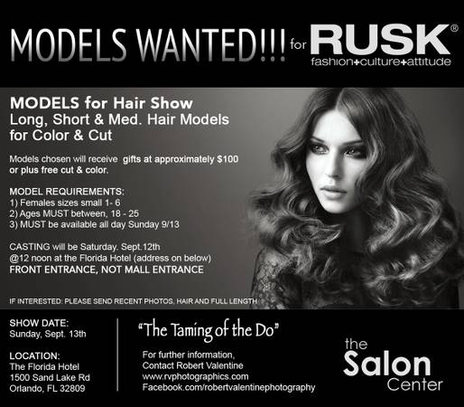 RUSK HAIR MODELS WANTED (Orlando)