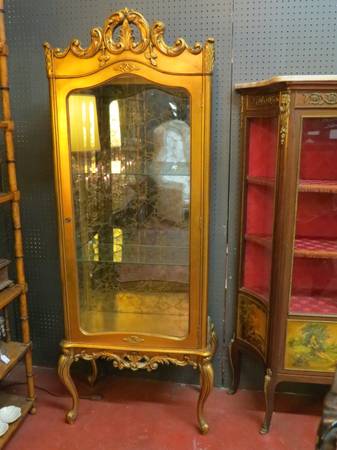 SALE Vintage antique gilt French Louis XV style vitrinedisplay case