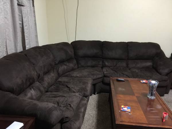 Sectional couch, end table and lamp