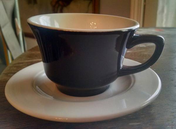 Set of 12  Black and White Coffee Cups and Saucers