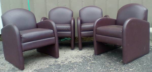 Set of 4 Very Nice Leather Waiting Room Chairs