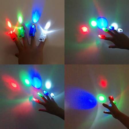 Set4 PCs LED Bright Fingers Lights Wave Glow Flash Torch Magic For Pa