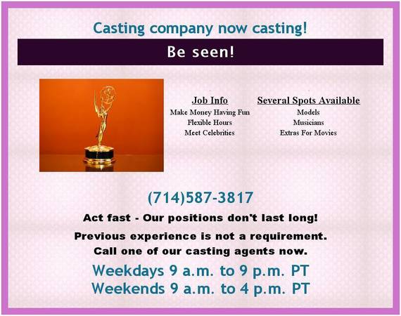 Several actors needed now (St Louis)