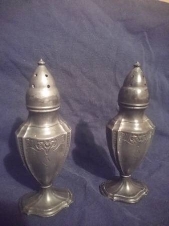 Silver plated 1920s salt and pepper shakers