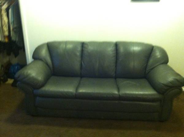 Slate gray leather couch