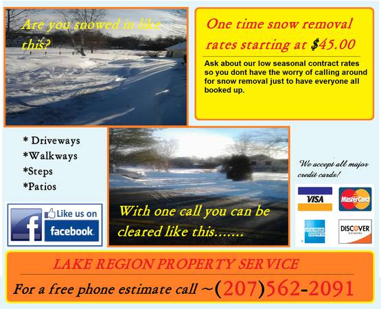 SNOWBLOWER SERVICE(Driveways,Sidewalks amp Steps) (Portland,Westbrook,Windham,Raymond,Casco)