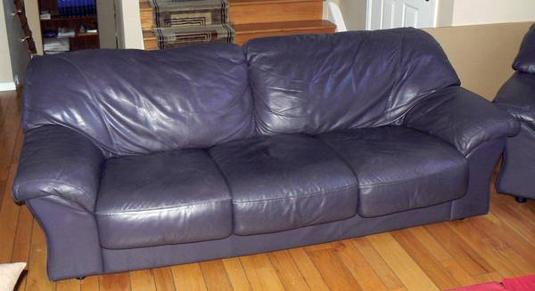 Sofa, loveseat amp chair set, leather, purple, very comfortable