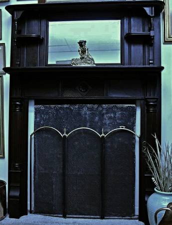 SOLID WALNUT Turn of the Century Full Mantle Mirror Carvings amp Columns