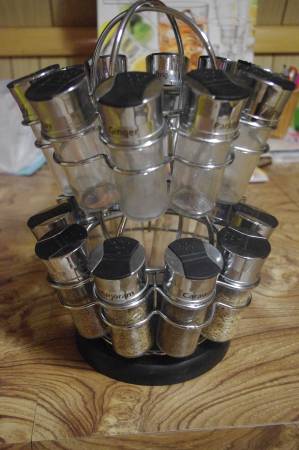 Spinning Spice Rack amp Labeled Glass Spice Jars