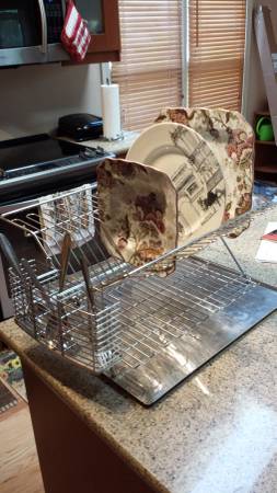 Stainless Steel Dish Rack with Drain Board