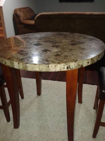 Stone Dinner tableKitchen table and 2 Chairs For sale