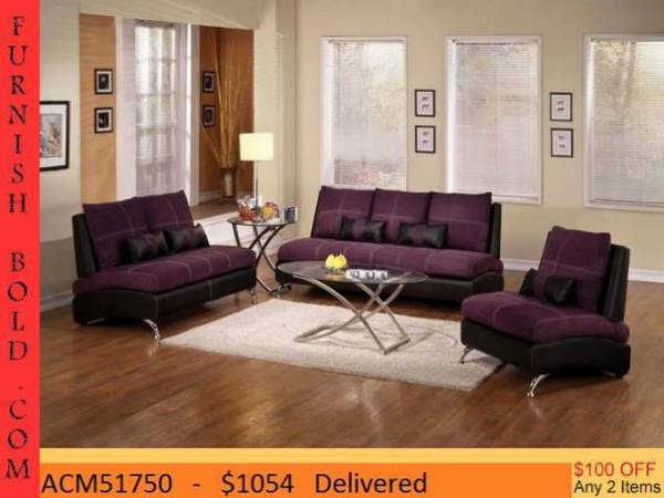 Storewide Sale  Chocolate and Black Sofa and Love Seat Suede and PU