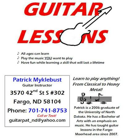 Summertime GUITAR LESSONS are open (Fargo)