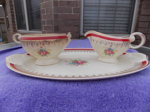 TAYLOR, SMITH, TAYLOR ANTIQUE RED ROSE DISHES FOR SALE