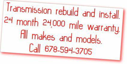 TRANSMISSION REBUILD AND INSTALL Financing Available (Woodstock)