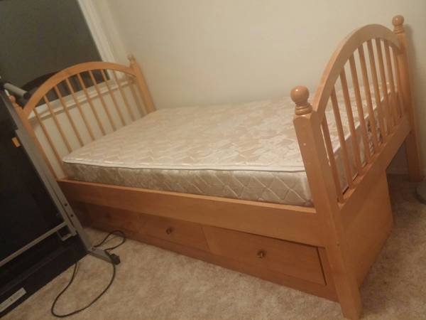 Twin Bed Frame wMattress Drawers Underneath