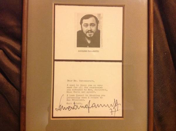 Two Luciano Pavarotti  Authentic Signatures