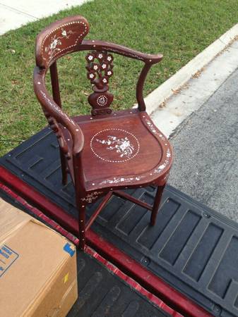 Two Matching Chinese Antique Chairs Mother of Pearl