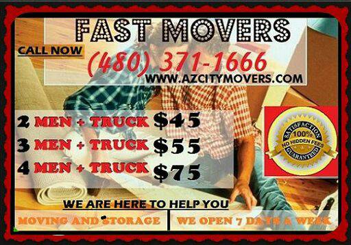 Two Professional movers 45 per hour 26ft truck No hidden fees