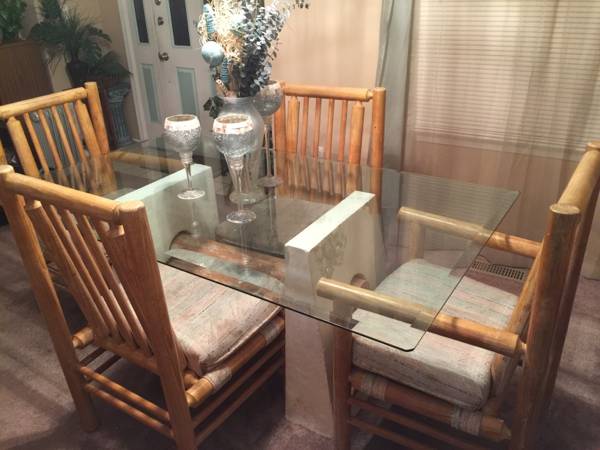 Unique Dining Set With Large Glass Top amp 6 Chairs