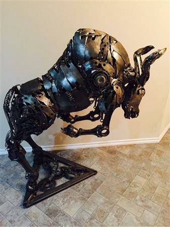 Unquie Bull Made Of Car And Engine Parts