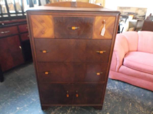Used Wood Vintage 3 Drawer Chest w Cabinet