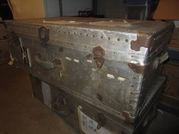 Vintage Antique Aluminum Steamer Trunk Box Case Storage Chest (Andover)