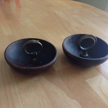 Vintage Brass amp Wood Bowls