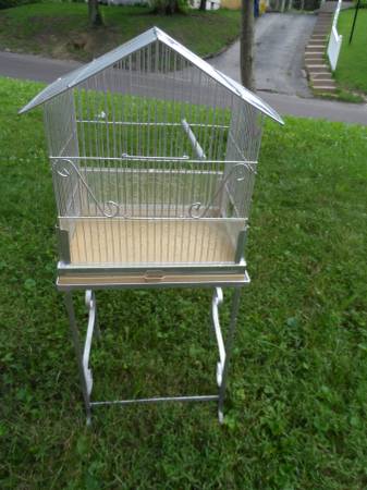 Vintage Chic Silver Bird cage with stand