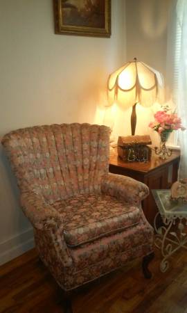 Vintage Floral Wing Back Chair