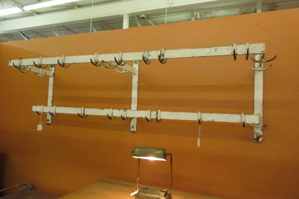 Vintage Industrial Salvaged Metal Wall Hanger Hooks Rack