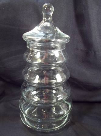 Vintage Large Clear Glass Christmas Tree Apothecary Candy Cookie Jar w