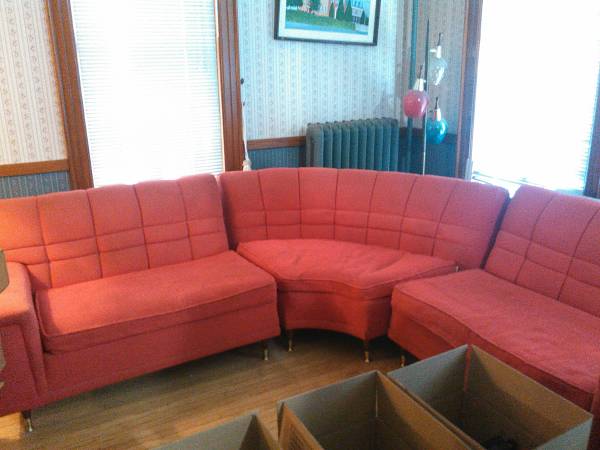 vintage mid century 3 piece sectional sofa