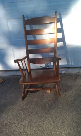 Vintage Oak Ladder Back Rocking Chair, EXC COND